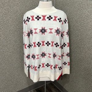 Charter Club Casual Elegance Snowflakes Long Sleeve Mock Neck Sweater Size XLP